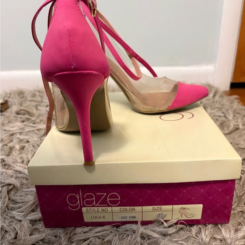 Glaze Elegant Pink and clear Stiletto pointy Heels